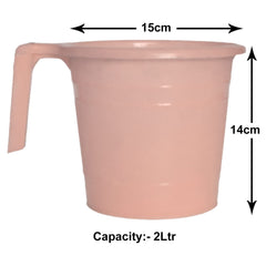 Heart Home Multiuses Lightweight, Unbreakable Strong Plastic Bathroom Mug, 2 Litre- Pack of 4 (Peach)-50HH0878