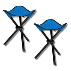 Kuber Industries Set of 4 Portable Stools for Travelling|Foldable Outdoor Sitting Chair|Tripod 3 Leg Chair for Camping, Picnic, Hiking|Blue