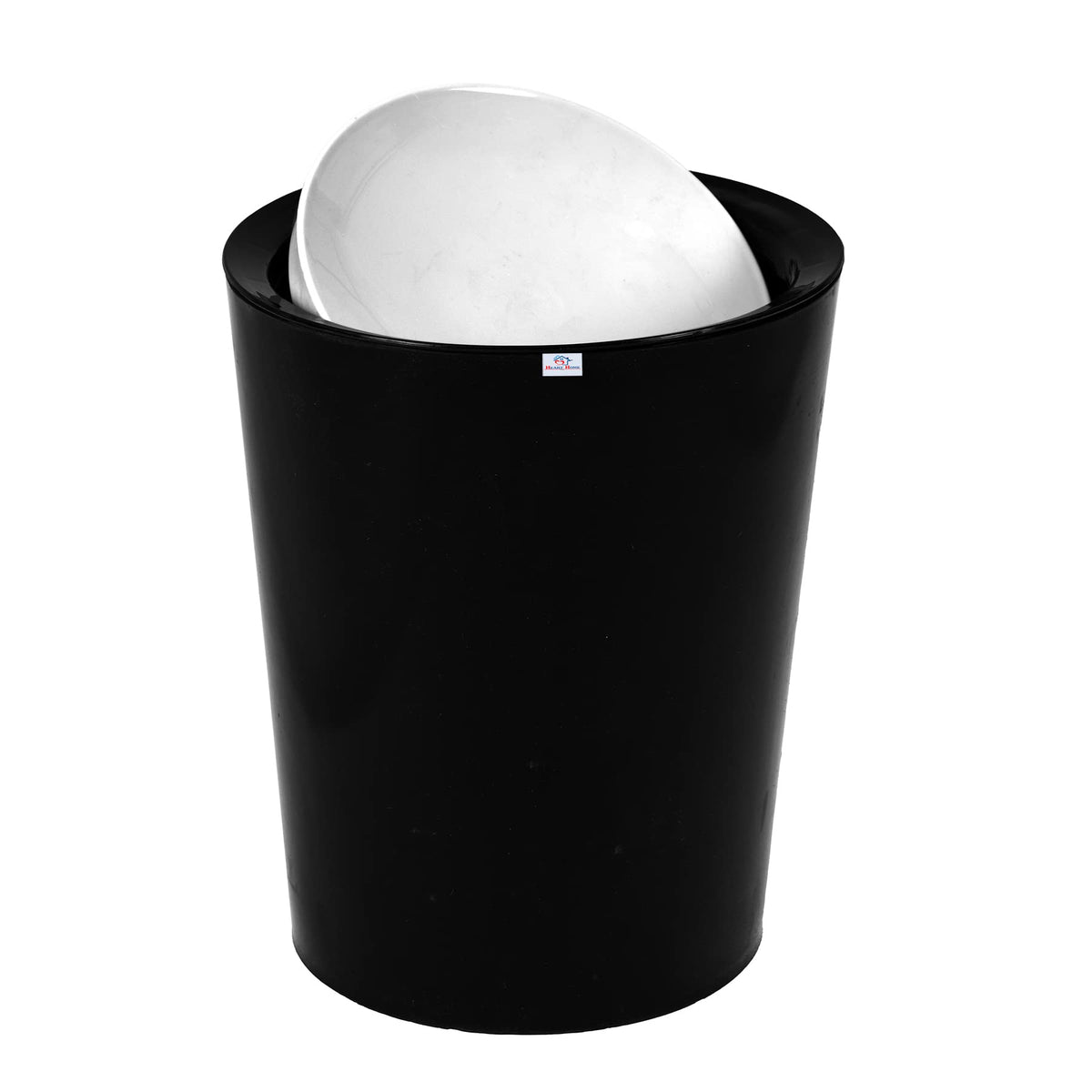 Heart Home Swinging Lid Dustbin|Plastic Garbage Waste Bin|White Lid Trash Can for Living Room|Kitchen|Office|6 Litre (Black)