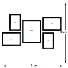 Kuber Industries Collage Photo Frame For Living Room, Wall Set of 5 (Black) Size: 8x10-1 Pc, 6x8-2 Pc, 5x7-2 Pc.