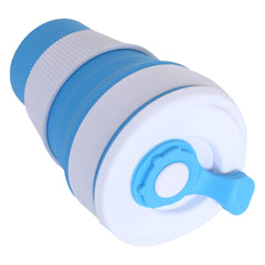 Kuber Industries Collapsible Coffee Cup|Silicone Portable Travel Coffee Mug|Camping Cup with Lid for Travel,Hiking Outdoors,350 ML,(Blue)