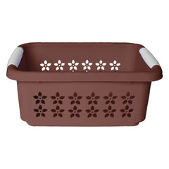 Heart Home Multipurpose Rectangle Shape Plastic Storage Basket for Kitchen, Fruit Basket, Office Table, Storage Organizer Medium (Brown)