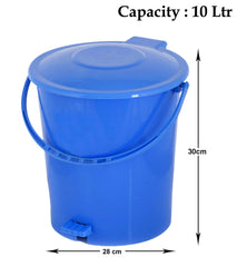 Heart Home Plastic Pedal Dustbin, Trashbin, Wastebin For Kitchen, Bathroom, Office Use With Handle, 10 Liter (Blue)-47HH0928
