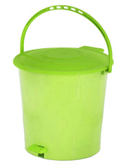 Kuber Industries 2 Pieces Ultra Plastic Garbage Waste Dustbin for Home, Office with Handle, 5 Liters (Green & Cream)-KUBMART3055