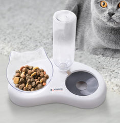 Kuber Industries Animal Feeding Plastic 2 in 1 Pet Bowls | Cat & Dog Bowl | Small/Medium Size Pet Feeding Bowl | Non-Toxic & 100% Safe for Pets (Pack of 1) | Grey