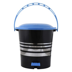 Kuber Industries Pedal Dustbin|Plastic Pedal Dustbin|Kitchen Waste Paper Bin|Dustbin For Bedroom|Blue Lid 10 Liter Dustbin|Pack of 2 (Black)