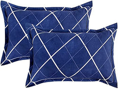 Kuber Industries 144 TC Glace Cotton Geometric Design Double Bedsheet with 2 Pillow Covers (Blue, Full King Size, Hs_37_Kubmart020129)