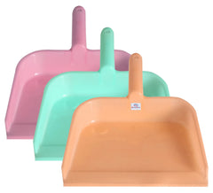 Heart Home Plastic Lightweight 10" Dustpan with Comfort Grip Handle for Easy Sweep Broom, Pack of 3 (Pink & Green & Light Pink)