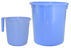 Kuber Industries 2 Pieces Plastic Bathroom Dustbin & Mug Set (Blue)