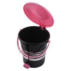 Kuber Industries Pedal Dustbin|Plastic Pedal Dustbin|Kitchen Waste Paper Bin|Dustbin For Bedroom|Pink Lid 10 Liter Dustbin|Pack of 2 (Black)