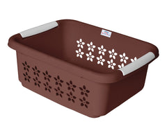 Heart Home Multipurpose Rectangle Shape Plastic Storage Basket for Kitchen, Fruit Basket, Office Table, Storage Organizer Medium (Brown)