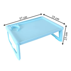 Kuber Industries Laptop Table with Cup Holder|Foldable Study Table|Mac Holder|Portable Plastic Breakfast Table|Desk for Bed & Non-Slip Legs (Mint Green)