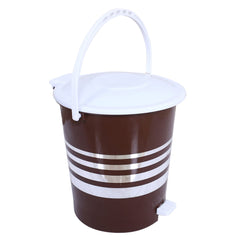 Kuber Industries Dustbin|Plastic Pedal Dustbin|Kitchen Inner Bucket Waste Paper Bin|Dustbin For Bedroom|Silver Layer 10 Litre Dustbin|Pack of 2 (Brown)