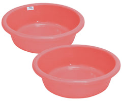Heart Home Multiuses Plastic Knead Dough Basket/Basin Bowl For Home & Kitchen 6 Ltr- Pack of 2 (Light Pink) 52HH3819