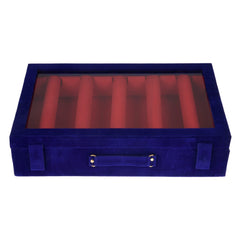 Kuber Industries 5 Rod Bangle Box|Wooden Jewelry Box|Wedding Vanity Box|Velvet Coated Wedding Bracelet Organizer for Women & Girls (Blue)