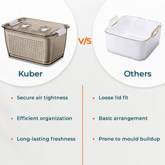 Kuber Industries Large Refrigerator Storage Crisper with Lid & Detachable Hollow Basket (Brown)