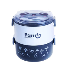 Kuber Industries Insulated Lunch Box With 2 Compartments|100% BPA Free, Food Grade ABS Plastic|Leakproof & Spill Proof|Dishwasher & Microwave Safe Lunch Box|2000 ML|HX0043347|Black & White