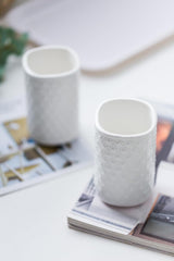 Urbane Home Bathroom Accessories Set | Ceramic Bathroom Tooth Brush Holder | Bathroom Soap Holder Dish | Kitchen Soap Dispenser 330 ML | Water Cup 330 ML | ZX016WT-4T | Set of 4 | White