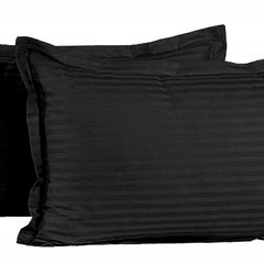 Kuber Industries 2 Pieces Cotton Luxurious Satin Striped Pillow Cover Set-17"x27" (Black) - CTKTC040334