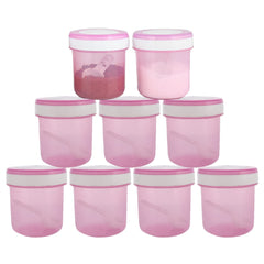 Kuber Industries Containers Set for Kitchen|BPA-Free Plastic 350 ML Storage Containers Set with Spoon for Kitchen|Pack of 9 (Pink)