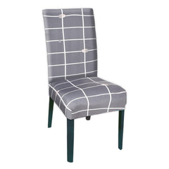 Heart Home Check Printed Elastic Stretchable Polyster Chair Cover for Home, Office, Hotels, Wedding Banquet (Grey)-50HH0879