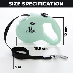 Kuber Industries Automatic Retractable Dog Leash with Anti-Slip Handle, One-Handed Brake- Green