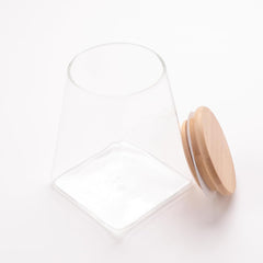 Urbane Home Glass Jar | Multi-Utility Kitchen Organizer | Airtight Bamboo Lid | Food Storage Container | Cookies Storage Jar | 950 ML | LP018 | Transparent