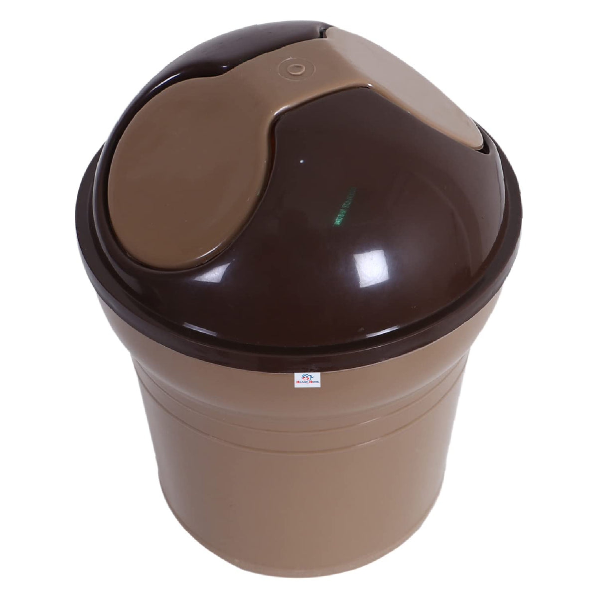 Heart Home Table Dustbin|Durable Plastic Small Desktop Garbage Bin with Swing-Lid|Countertop Trash Can For Study Table, Office, 3 Ltr, (Brown)