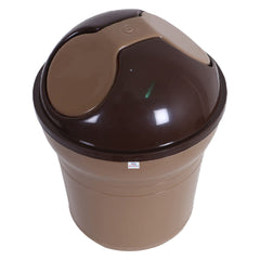 Heart Home Table Dustbin|Durable Plastic Small Desktop Garbage Bin with Swing-Lid|Countertop Trash Can For Study Table, Office, 3 Ltr, (Brown)