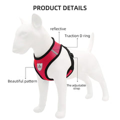 Kuber Industries Dog Harness with Adjustable Leash | Breathable Polyester Mesh | Large Size | HAT-818 | Comfortable No-Pull Grip | Quick Release Buckles | Red | Comfortable and Secure Dog Harness