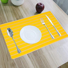 Kuber Industries Lining Design PVC 6 Piece Dining Table Place Mat Set - Yellow (CLOUDTAIL24)