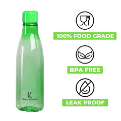 Kuber Industries BPA Free Plastic Water Bottles | Unbreakable, Leak Proof, 100% Food Grade Plastic | for Kids & Adults | Refrigerator Plastic Bottle Set of 4|Green