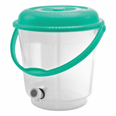 Kuber Industries Multipurposes Plastic Transparent Bucket with Lid & Tap System for Home Cleaning & Save Water, 18Ltr. Pack of 2 (Green)