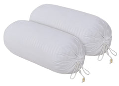 Heart Home Linning Design Soft & Luxurious Decorative Cotton Bolster Cover- Set of 2, 16"x32" (White)-44HH0166