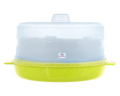 Heart Home Plastic Microwave Idli/Dhokla/Rice/Vegetable Maker, Steamer With 3 Idli Moulds and 1 Dhokla Pan (Green) -50HH01189