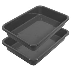 Kuber Industries Storage Tray|Versatile Plastic Storage Organizer|Rectangular Tray for Kitchen Storage|Storage Tray for Office|Exel Tray 555|Pack of 2 (Gray)