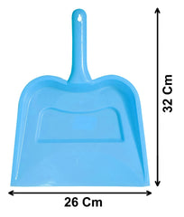 Heart Home Plastic Lightweight 12" Dustpan with Comfort Grip Handle for Easy Sweep Broom, Pack of 6 (Blue & Cream)