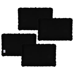Heart Home Pillow Cover | Cotton Pillow Cover | Pillow Cover For Bedroom | Pleated Frill Border Long Crush Pillow Cover | Set of 4 | 20x30 Inch | Black
