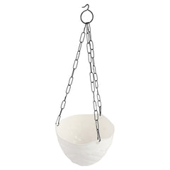 Heart Home Diamond Flower Pot|Durable Plastic Hanging Basket Flower Planter with Chain for Home|Garden|Balcony|Pack of 5 (White)