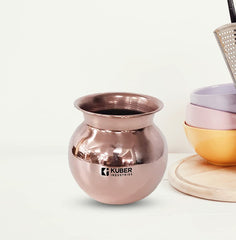 Kuber Industries Copper Lota | Kalash for Puja | BPA Free, Non Toxic,Copper | Rustproof & Durable | With Added Health Benefits of Copper | User Friendly Design & Easy to Clean | 500 ML