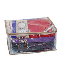 Kuber Industries 3 Piece PVC Saree Cover Set, Golden, Standard (SC0929)