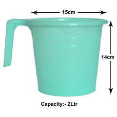 Heart Home Plastic Bathroom Mug, 2 Litre- Pack of 2 (Green)-50HH0861