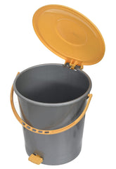 Kuber Industries Plastic Pedal Dustbin/Wastebin With Handle, 10 Liter- Pack of 2 (Grey & Yellow)-47KM0979