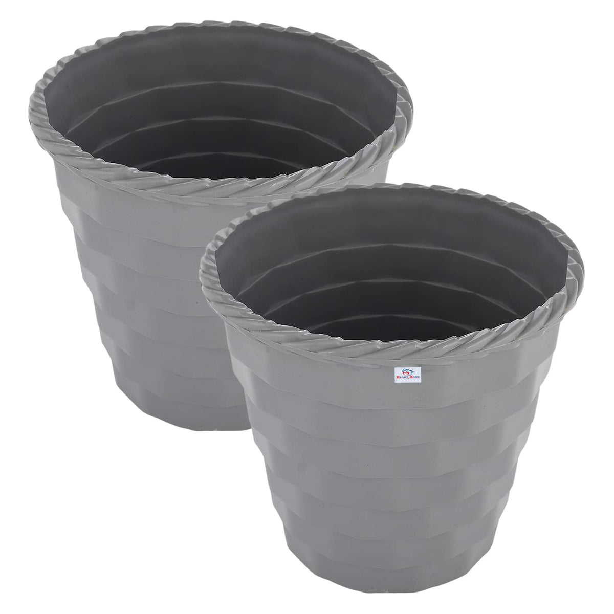 Heart Home Brick Flower Pot|Durable Plastic Flower Pots|Planters for Home Décor|Garden|Living Room|Balcony|6 Inch|Pack of 2 (Grey)