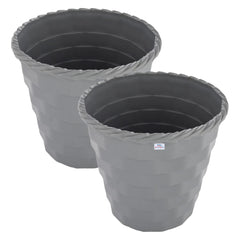 Heart Home Brick Flower Pot|Durable Plastic Flower Pots|Planters for Home Décor|Garden|Living Room|Balcony|6 Inch|Pack of 2 (Grey)