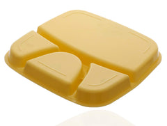 Kuber Industries 4 Pieces Microwave Safe Plastic Food Plate with Partitions (Pink & Yellow) - CTKTC37563,Standard