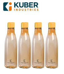 Kuber Industries BPA Free Plastic Water Bottles | Unbreakable, Leak Proof, 100% Food Grade Plastic | For Kids & Adults | Refrigerator Plastic Bottle Set of 4 - Orange