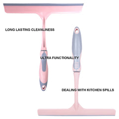 Kuber Industries Kitchen Wiper|Plastic Kitchen Slabs Wiper|Wiper for Cleaning Slabs with Detachable Handle|Ideal for Windows|Glass & Car Windshield|Pack of 2 (Pink)