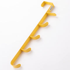 Kuber Industries 5-Level Cloth Hanger | Multipurpose Cloth & Towel Holder|Iron Spray Material|Easy Installation|Interchangeable Over The Door Towel Holder | Yellow