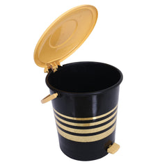 Kuber Industries Dustbin|Plastic Pedal Dustbin|Kitchen Inner Bucket Waste Paper Bin|Dustbin For Bedroom|Gold Layer 10 Litre Dustbin|Pack of 2 (Black)